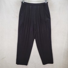 Vtg Black High Rise Pleated Tapered Ankle Trouser Dressy Womens Pants Size 10