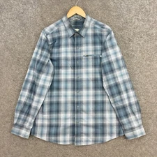 Columbia Shirt Mens Medium Blue Plaid Button Up Long Sleeve Collared 13930