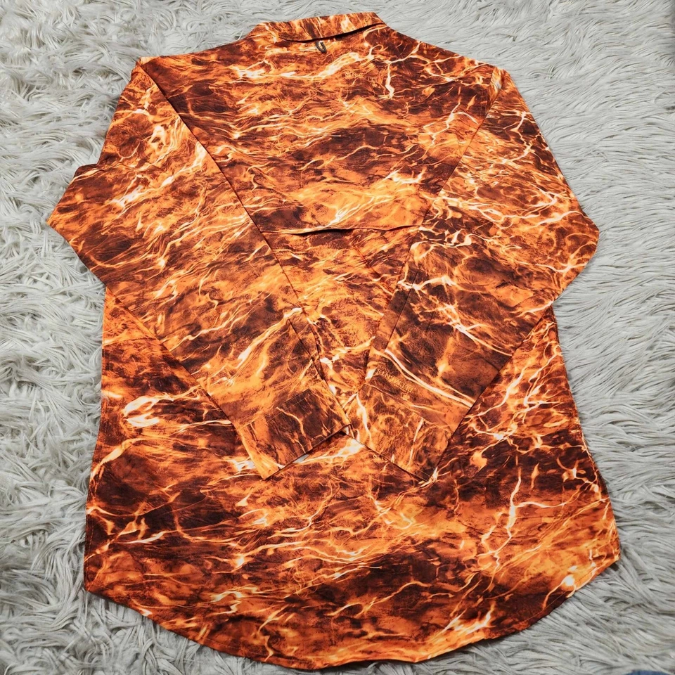 Wohali Outdoors Shirt Men's Large Orange Fishing Blaze Print Long Sleeve Venting - Image 3 of 4