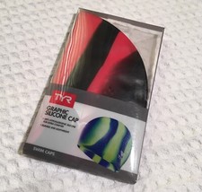 new TYR Graphic Silicone Multi-Color Swim Cap - Black / Red