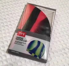 new TYR Graphic Silicone Multi-Color Swim Cap - Black / Red