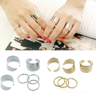 6-er Set sechs Ringe Fingerspitzen Ring Gliederring Fingerring Blogger Statement