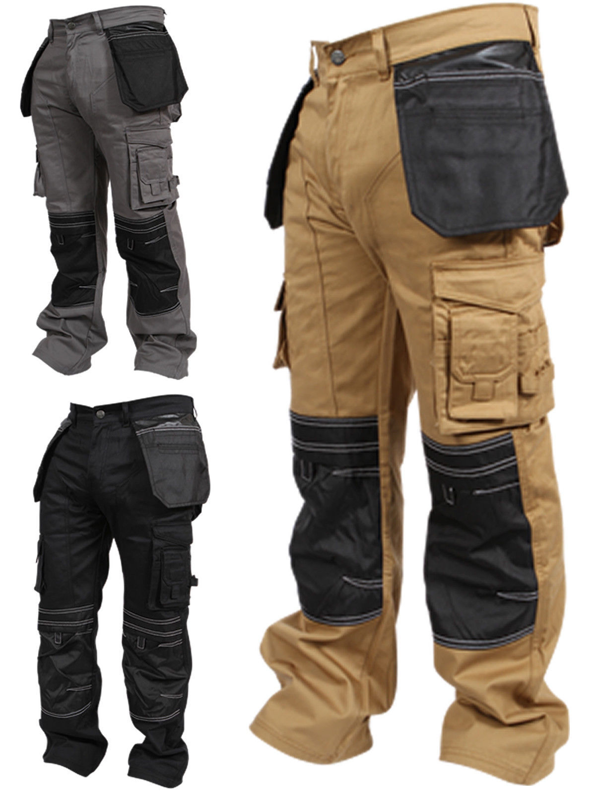 Men Construction Carpenter Work Pants Utility Cargo Holster Pockets Work  Trouser