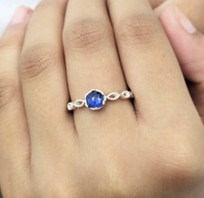 Natural Blue Kyanite Promise Ring 925 Sterling Silver Engagement Gift For Women