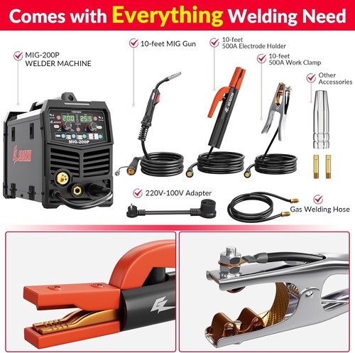 200A MIG Welder, 7 in 1 Gas MIG/MAG/Gasless Flux Core MIG/Lift TIG/Stick/Spot - Picture 7 of 7