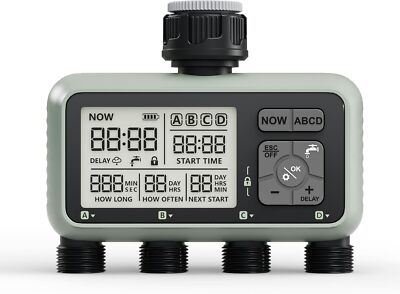 Smart Sprinkler Timer Programmable Water Timer for Garden Irrigation Auto 4 Zone