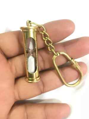 Brass Hourglass Keychain, Keyring send timer, Nautical Keychain, Handmade gift,