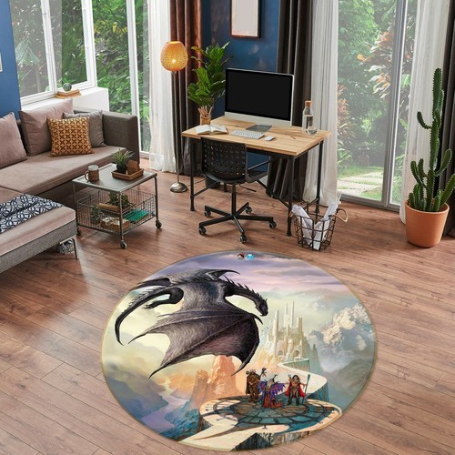 3D Golden Dragon 6153 Ciruelo Rug Round Non Slip Rug Mat main image 0