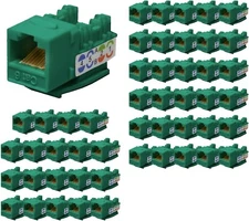 Logico KJ6227 8P8C Keystone Jack Cat6 Green Network Ethernet 110 Punchdown 50pcs