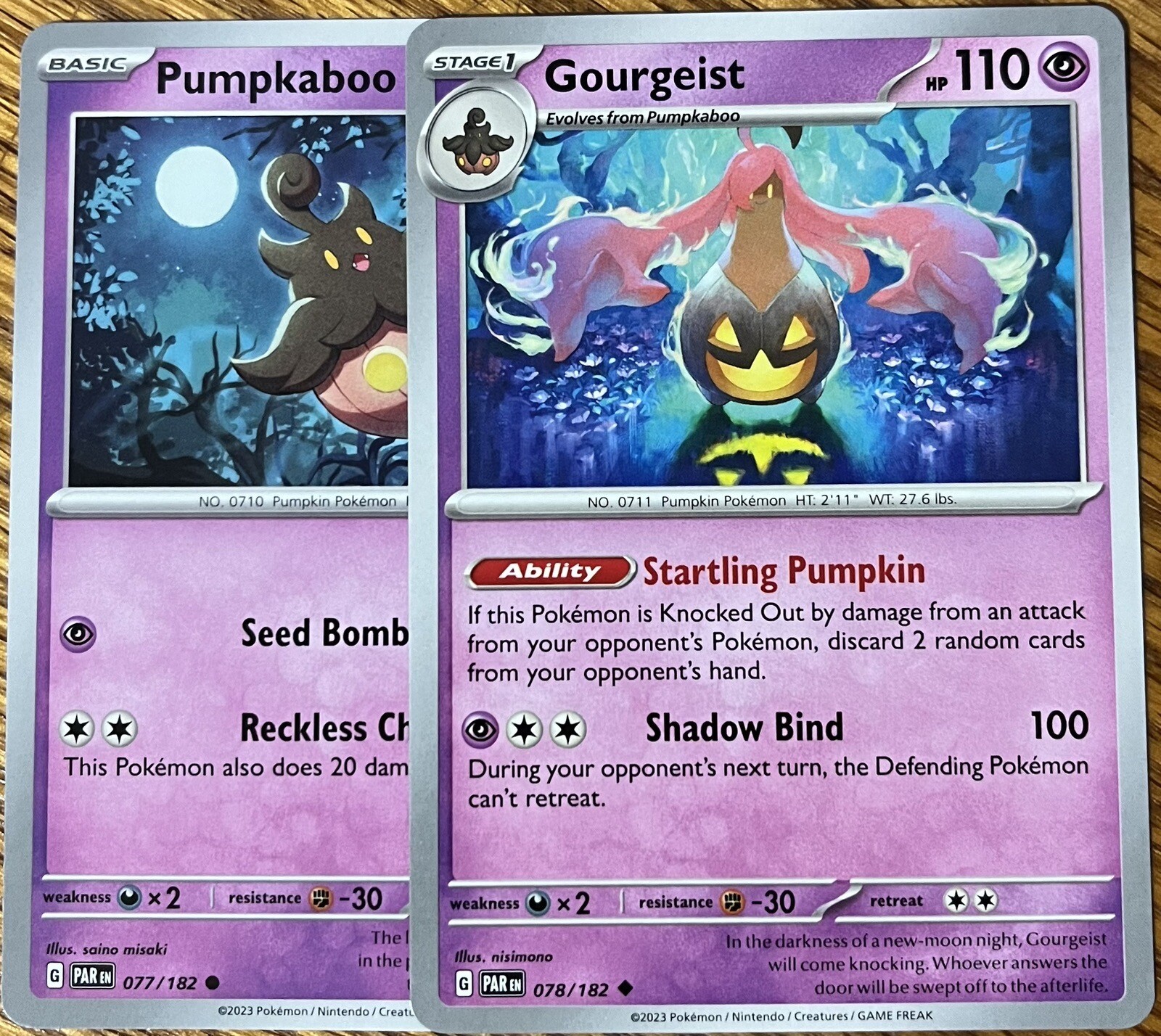 Pumpkaboo 77/182, Gourgeist 78/182 - Evo Line - Paradox Rift - Read Desc.