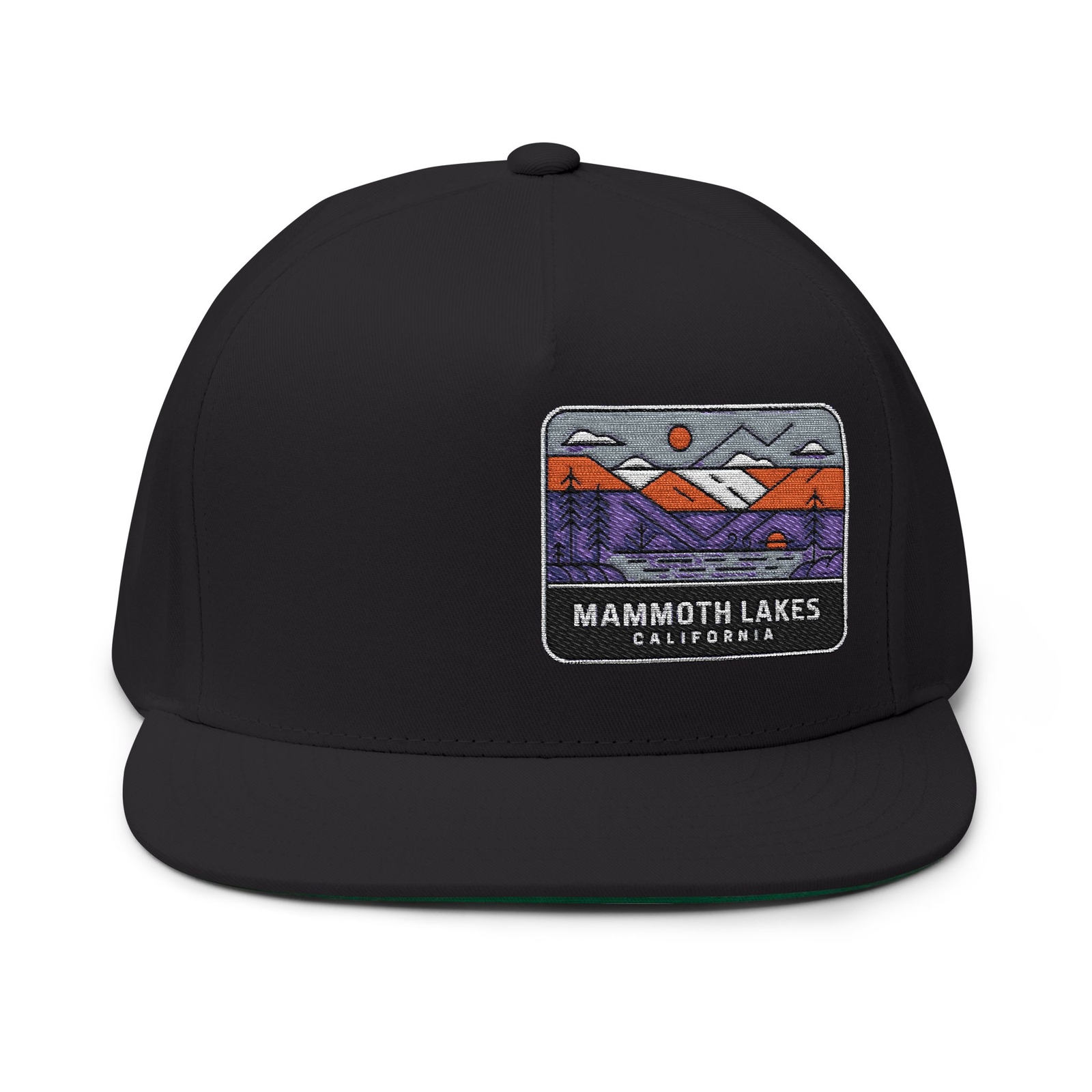 Sombrero plano de pico Mammoth Lakes California ropa de aventura al aire libre informal con cierre a presión