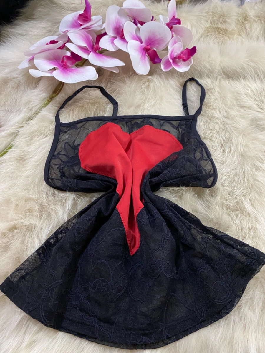 Intimissimi red heart black Camisole Top sleepwear nightwear size