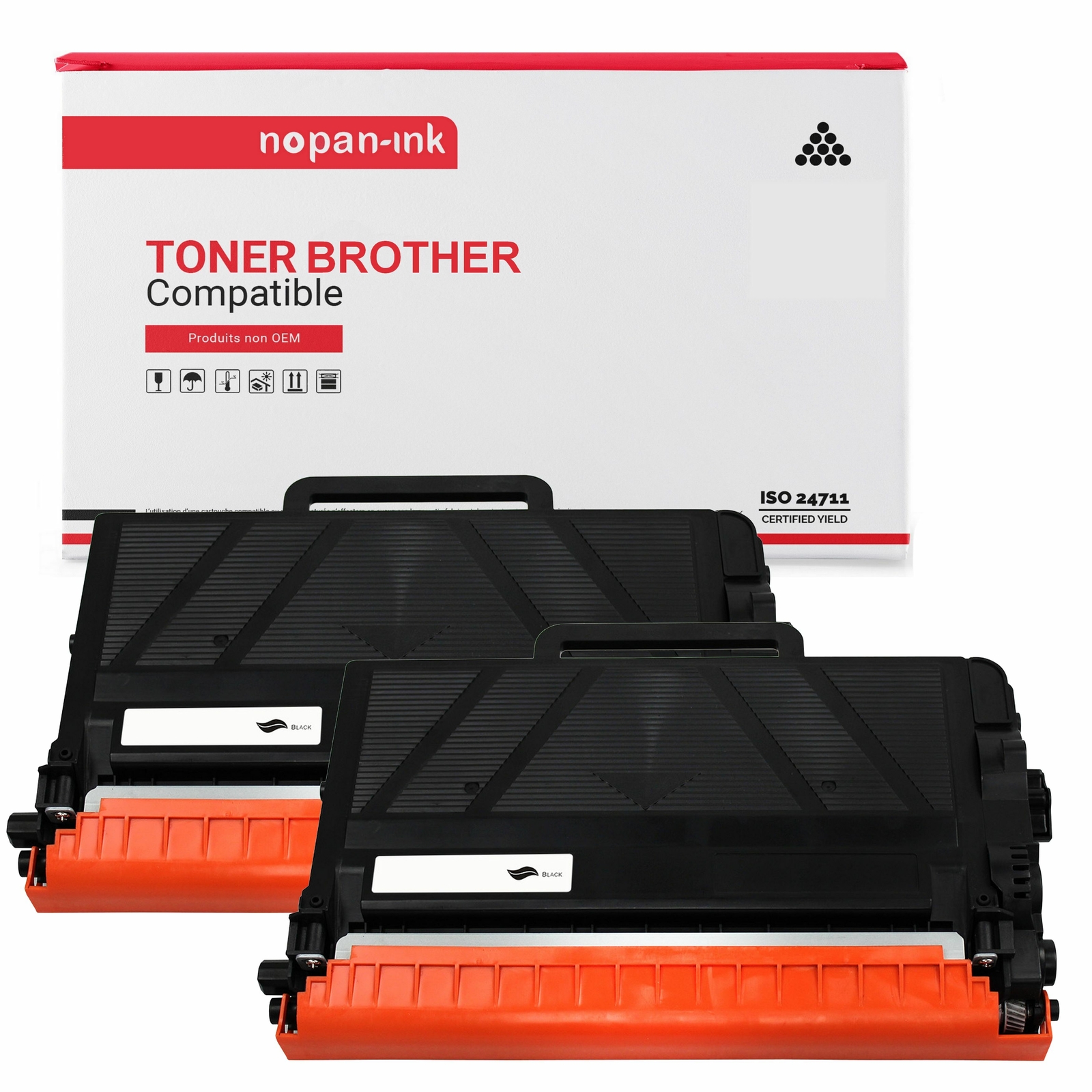 Toner TN3512 noir compatible Brother pack de 2 NOPAN-INK pour imprimante laser