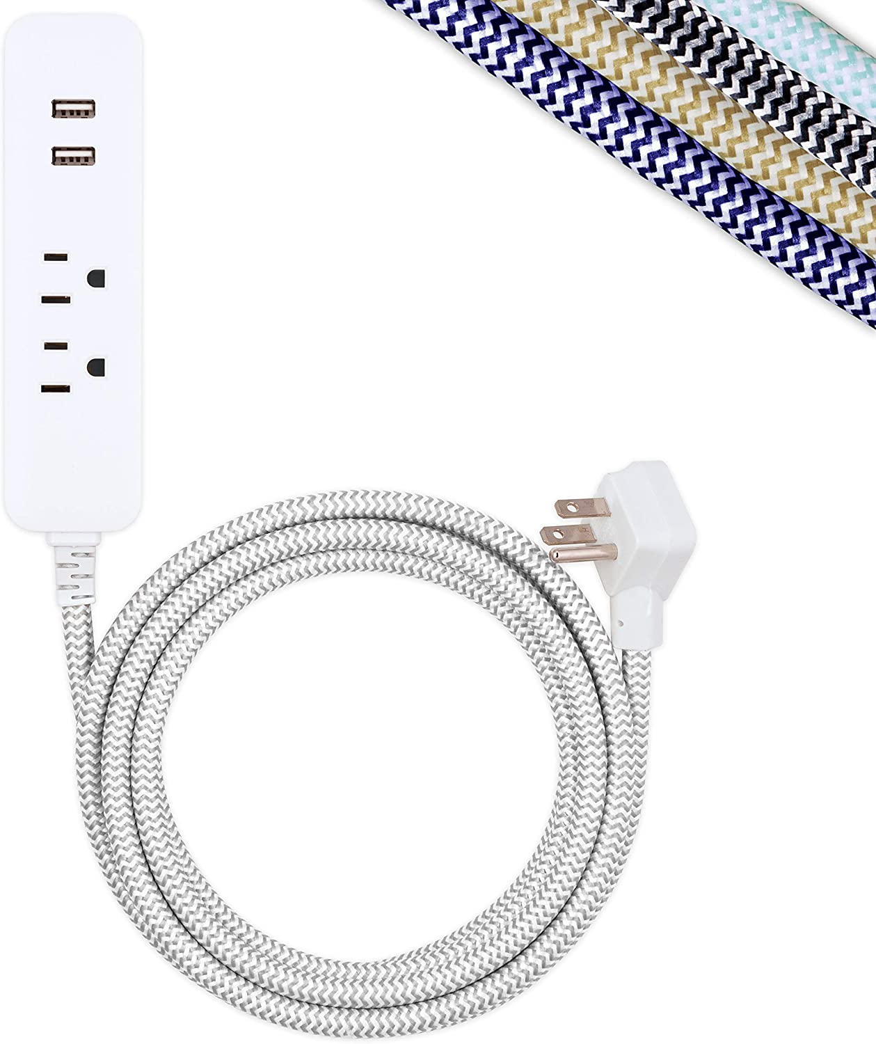 Surge Protector Power Strip, 2 Outlet Surge Protector, 10 Ft Braided Cord Power-image