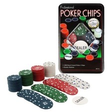 Set De Poker Professionnel 100 FICHES Boîte En Métal Pour Texas Holdem Chips
