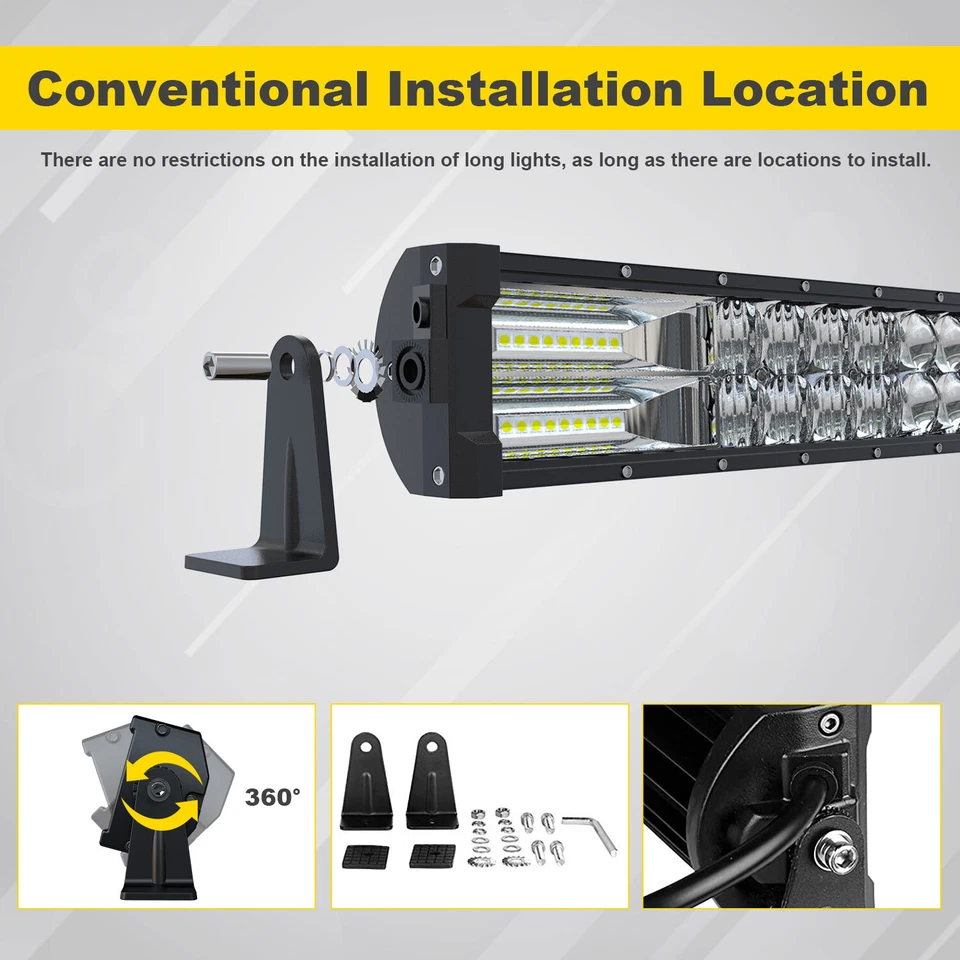 52Inch Curved LED Light Bar Combo +4" Led Pods Lamp Offroad For Ford SUV  GMC - Image 4 of 4