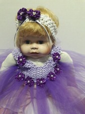 Purple  White Tutu Dress  Headband, 0-6 Months
