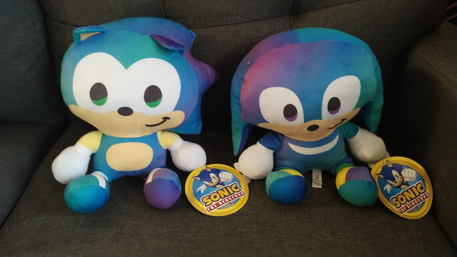Sega Sonic and Knuckles Gradient Big Head Plush 10” Limited Edition Toy Factory