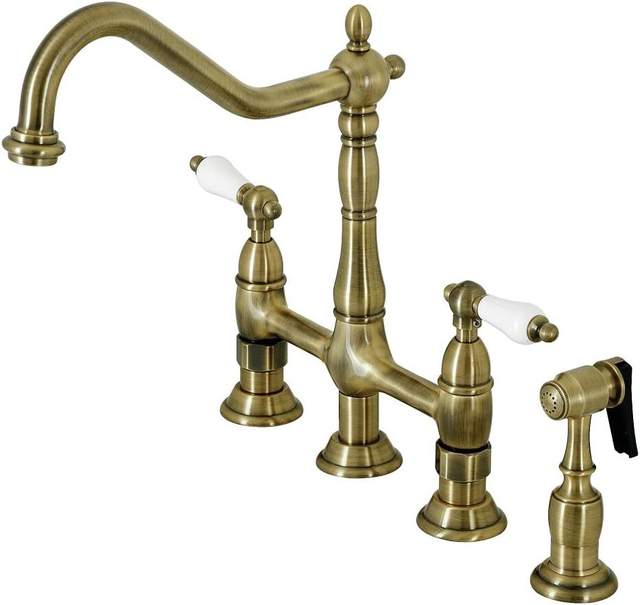 Kingston Brass KS1273PLBS Heritage Kitchen Bridge Faucet Sprayer