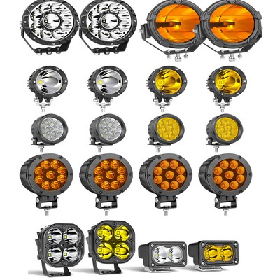 Pair 2''4.8''5''6.5'' LED Driving Work Light Spot Flood Pods OffRoad Truck FOG Lamp