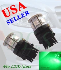 One Pair 7440 T20 Green 9 SMD LED Back Up Reverse Lights Bulbs