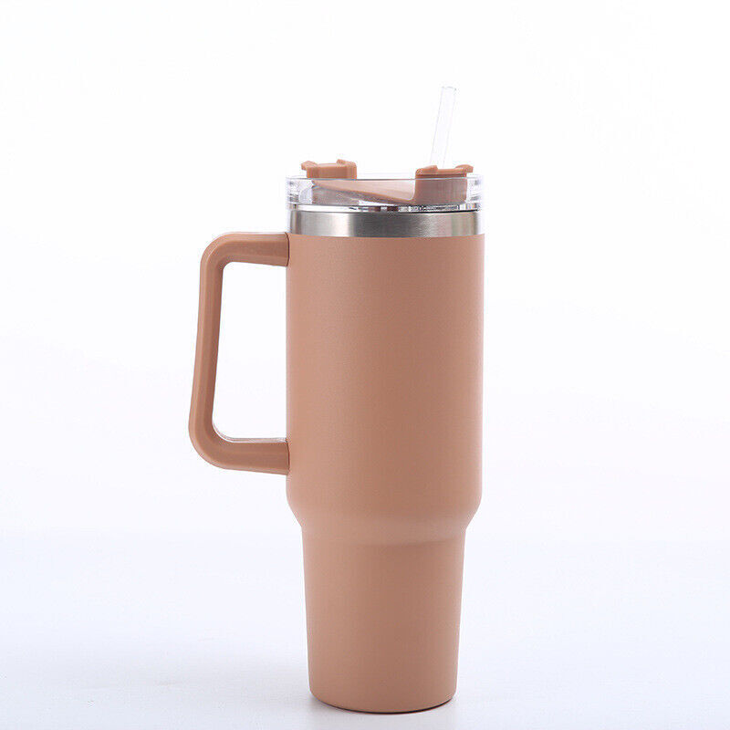 40 oz Stainless Tumbler Straw Lid Insulated Steel Water Bottle Travel