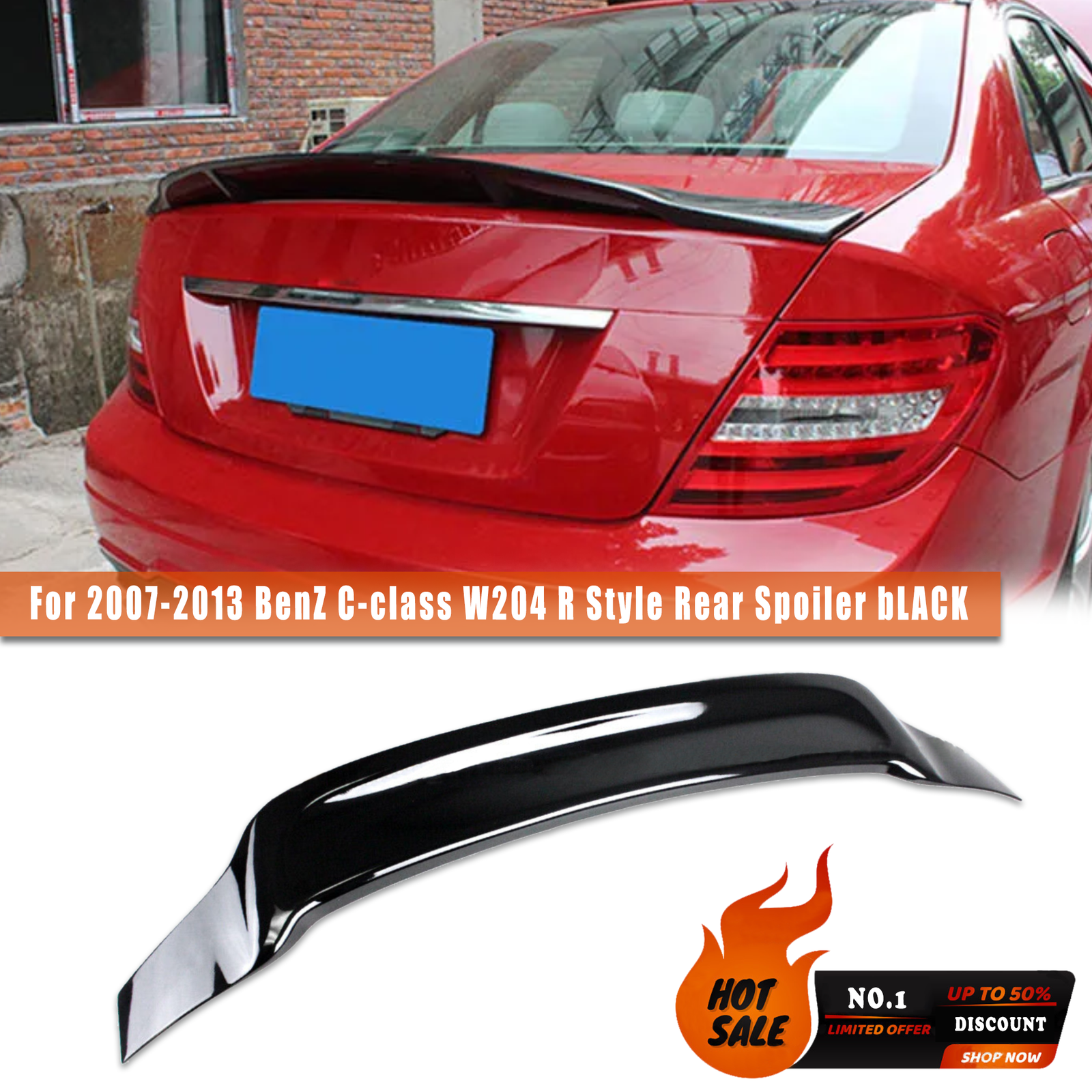 Gloss Black Trunk Spoiler Wing For 2007-2013 Mercedes W204 C-Class Sedan