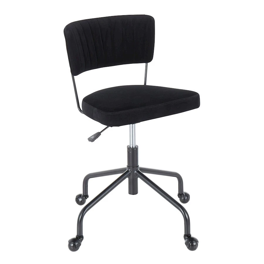 LumiSource Tania Task Chair Black Metal and Black Velvet OC TANIABKVBK