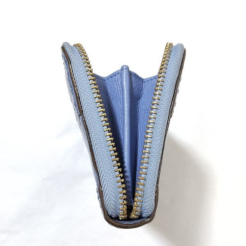 Auth Tory Burch periwinkle blue long wallet Purse round zipper leather #5851K - Picture 9 of 23