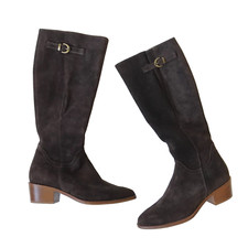 NEW Italeau Tosca Waterproof Suede Boots Womens 37.5 7.5 Brown Knee High NWOB