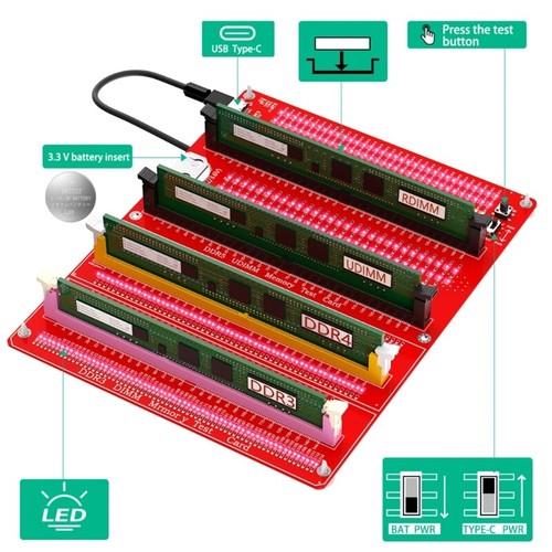 Multi Function DDR3 DDR4 DDR5 RDIMM/UDIMM Memory Card Tester for PC Computer - Picture 6 of 8