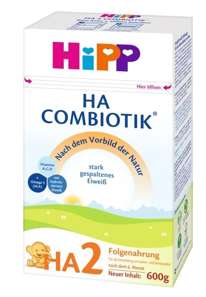 HiPP Hypoallergenic HA2 Combiotic Follow-on Formula 600g - 6 Mo+ 4 boxes