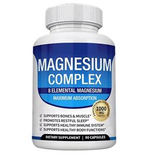 Magnesium Complex 1000mg, 8 Elemental Magnesium, Gluten Free- Non-GMO 1.12 per thousand milligrams