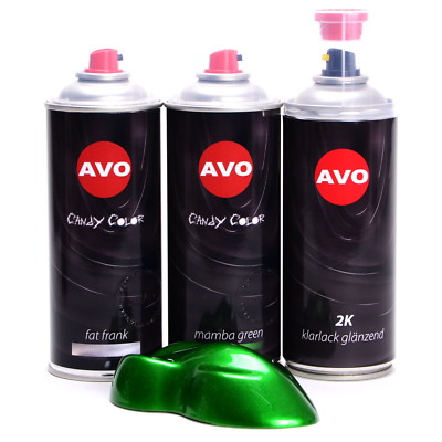 Candy Color Mamba Green Lasur AVO Effektlack im Set Lackspray mit 2K Klarlack