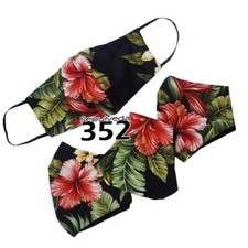 Hawaiian, beach theme , flower, black facemask, size large