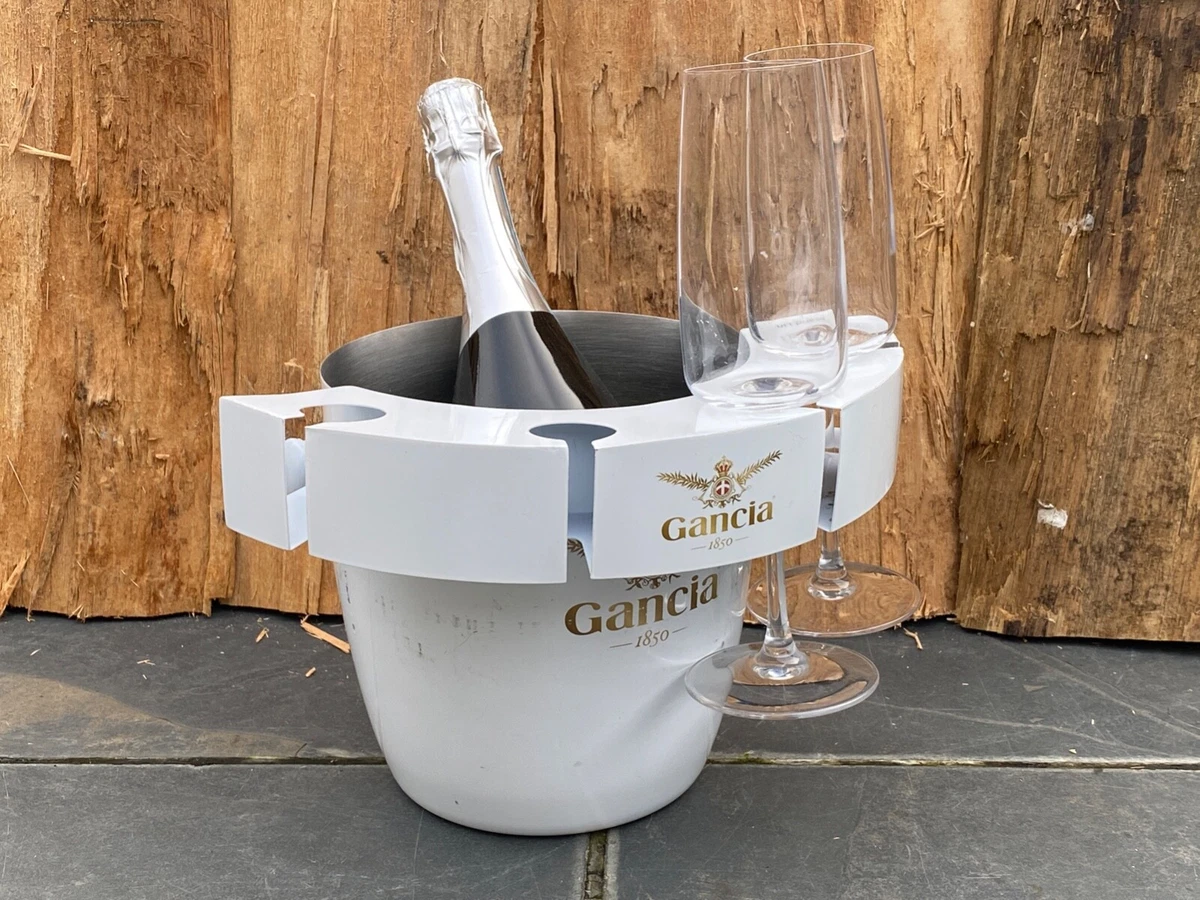 Gancia Champagne Prosecco Wine Cooler Ice Bucket 4 Glass Rack Flute Holder