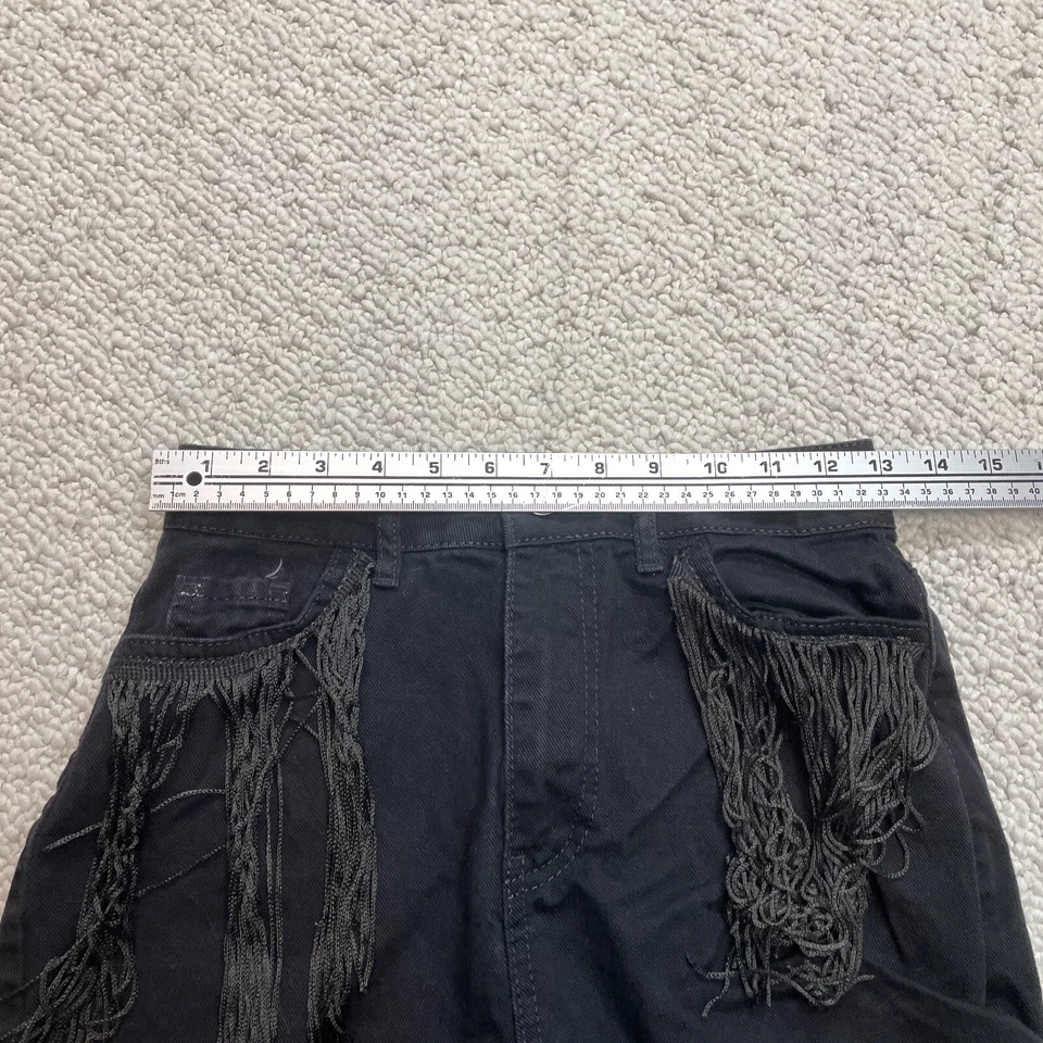 Boohoo синий женщин черный срез Jean шорты искусственно состаренный размер 2 бахромой Raw боты - Изображение 2 из 4