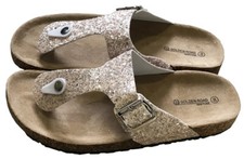 Women Buckle Sandals Shoes Thong Flip Flops Beach Slipper Light Pink Glitter 10