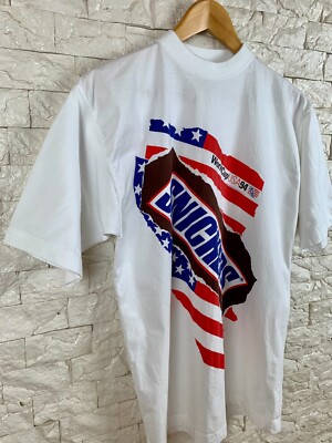 World Cup USA 94 Snickers Vintage 90s T Shirt Men White sz L | eBay
