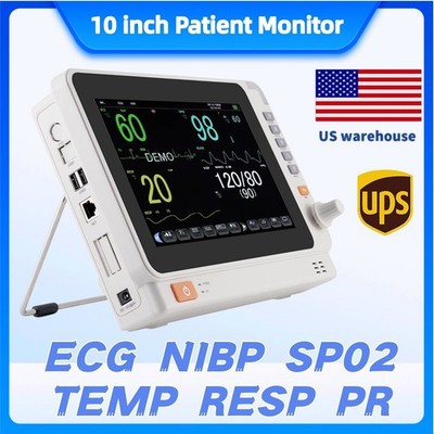 US warehouse 10-inch Portable Multi-parameter Vital Signs Monitor NIBP SP2 ECG