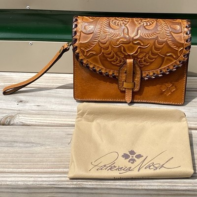 Patricia Nash Lanza Tooled Leather Bag Burnished Cognac Missing Crossbody Strap