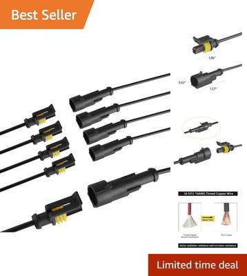 Durable Waterproof 16AWG Wire Connector Kit - Ideal for Cars, Boats, RVs