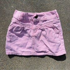 Vintage 80s OshKosh B  Gosh Pink White Railroad Stripe V Yoke Skirt 3T