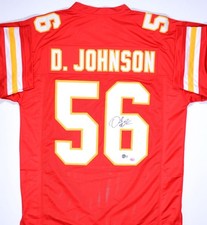 Derrick Johnson Autographed Red Pro Style Jersey- Beckett Hologram *Black