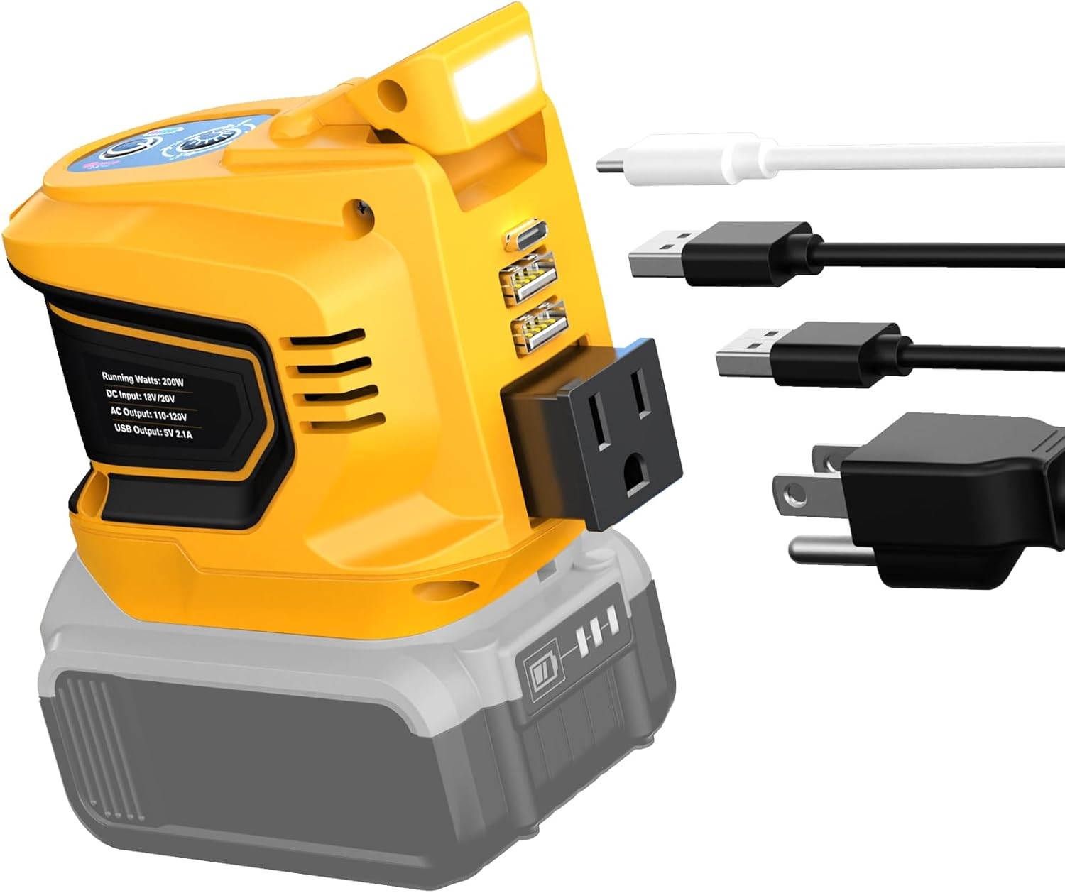 200W Portable Power Inverter for Dewalt 20V,Ecarke Outdoor Generato Battery Conv
