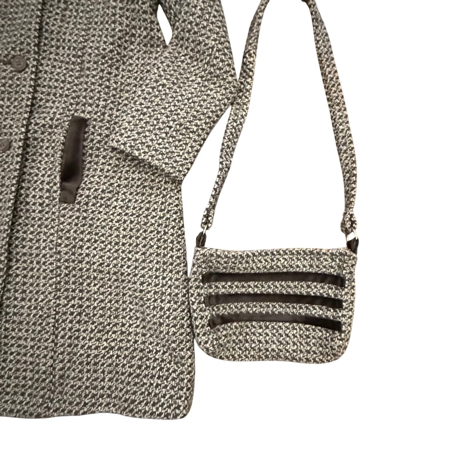 Conjunto de abrigo y monedero vintage de pata de gallo de los años 60 - Conjunto de chaqueta para niñas - Talla 8/10 Foto 3 de 4