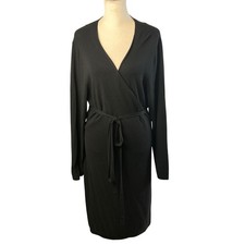 Banana Republic Black Long Sleeve V-Neck Wrap Dress XL Knit