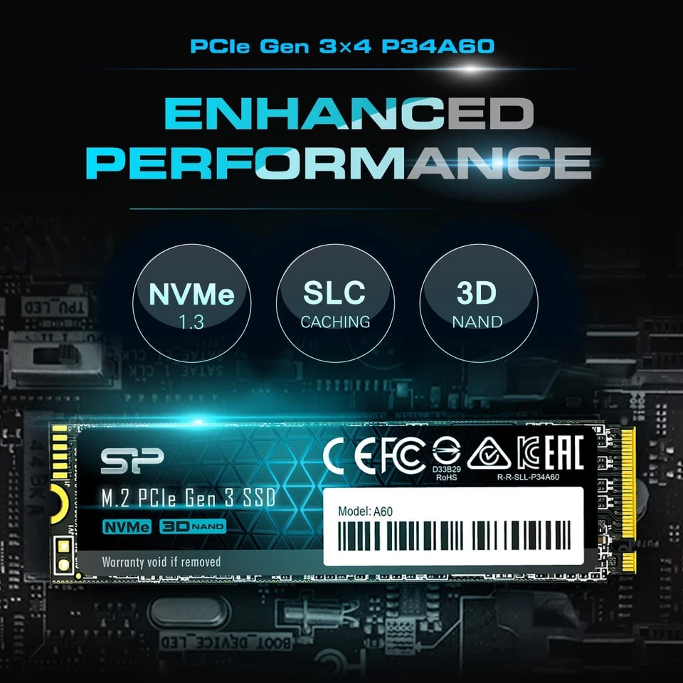 Silicon Power 1TB - Nvme M.2 Pcie Gen3X4 2280 SSD (SP001TBP34A60M28) - Image 3 of 4