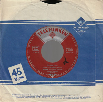   7'' 1960s Jonny Teupen Harp  MAMA INEZ / STORMY WEATHER  Telefunken 55512  EX  