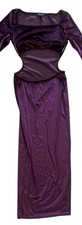 90's Y2K Crushed Velvet Maxi Long Sleeve Dress Womens 6 Burgundy Cutout Whimsigo
